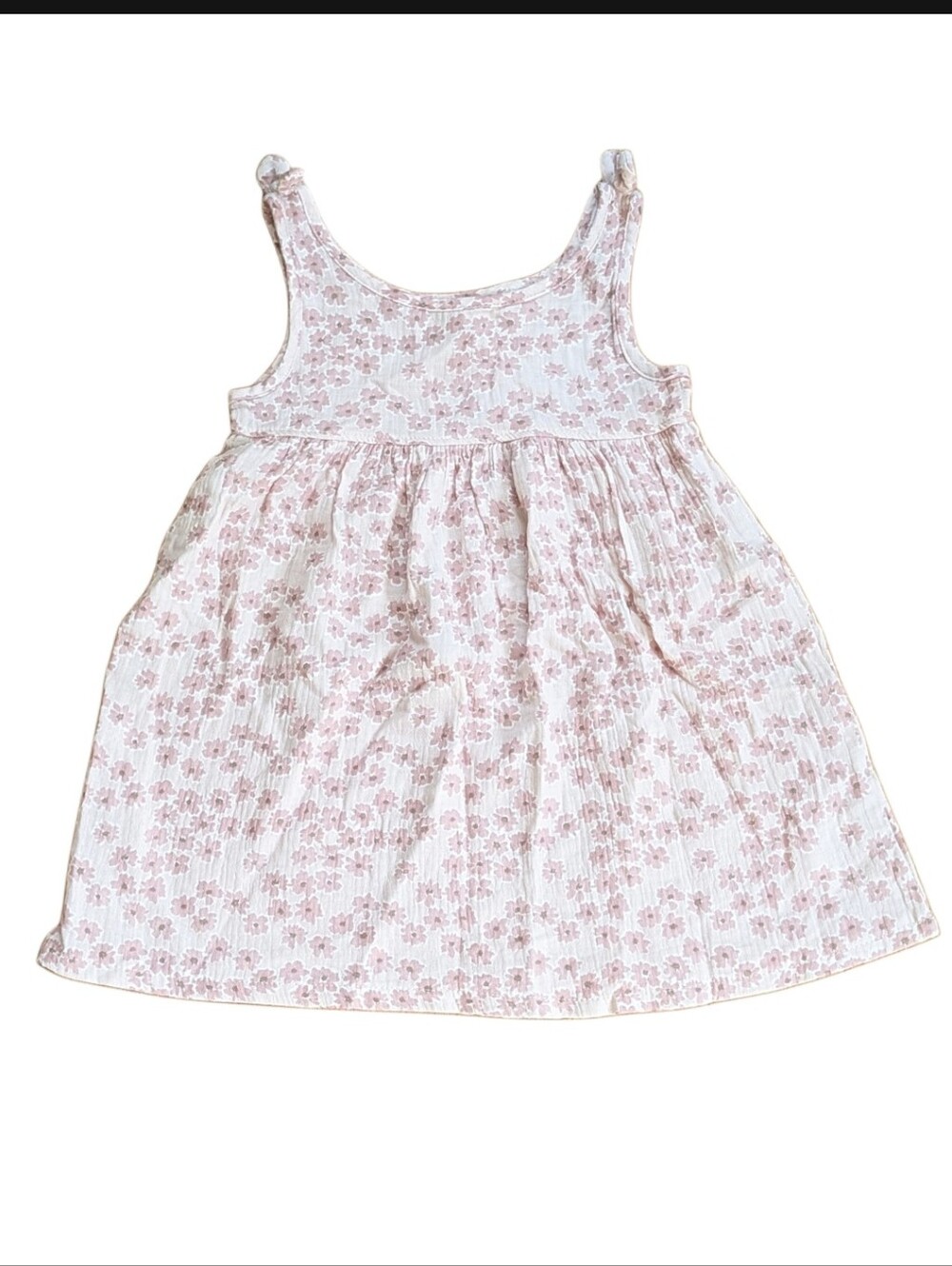 Rabbit + Bear Organic Gauze Crinkle Cotton Pastel Pink Floral Flowers Dress